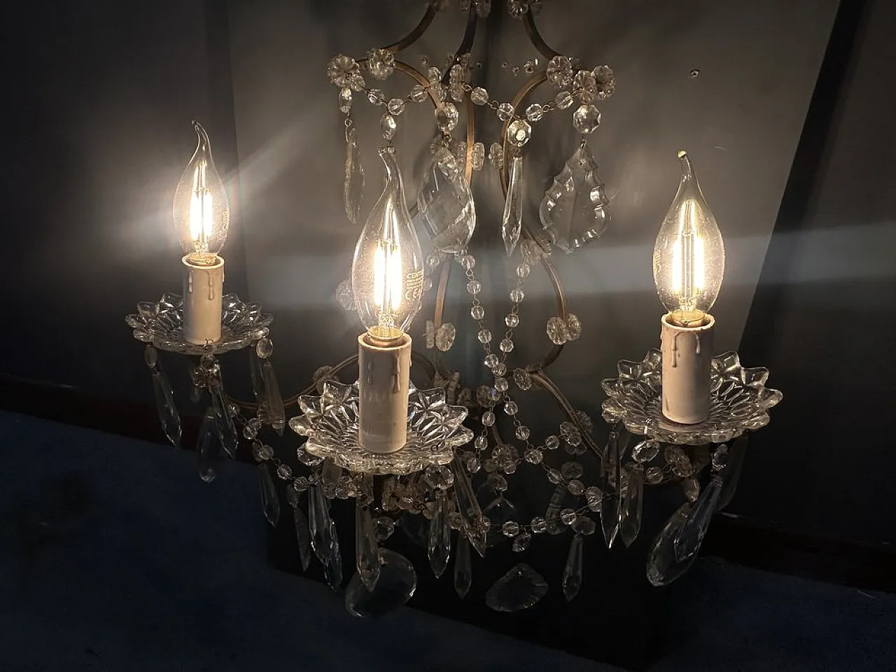 Pair of Italian Crystal Wall Sconce, 1960s 2