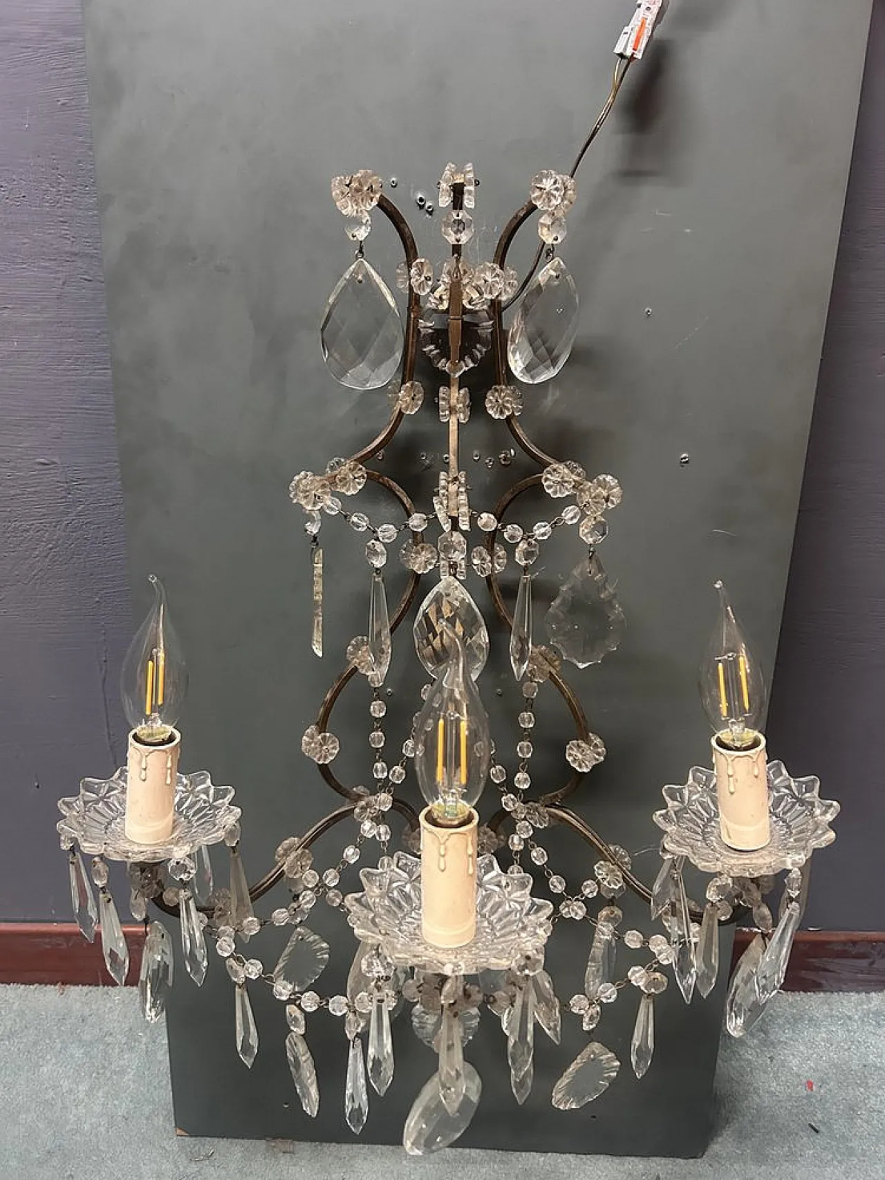 Pair of Italian Crystal Wall Sconce, 1960s 6