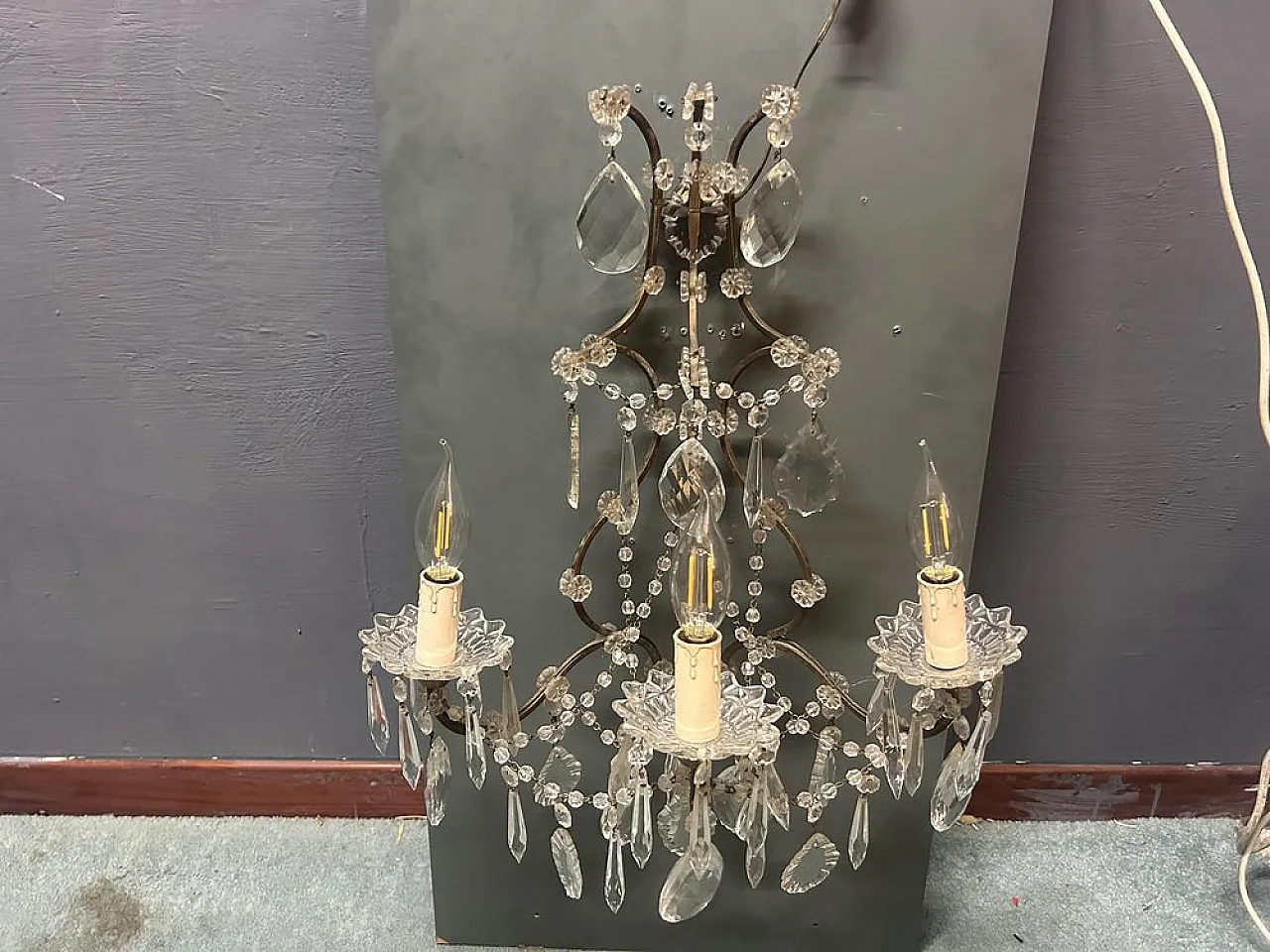 Pair of Italian Crystal Wall Sconce, 1960s 7
