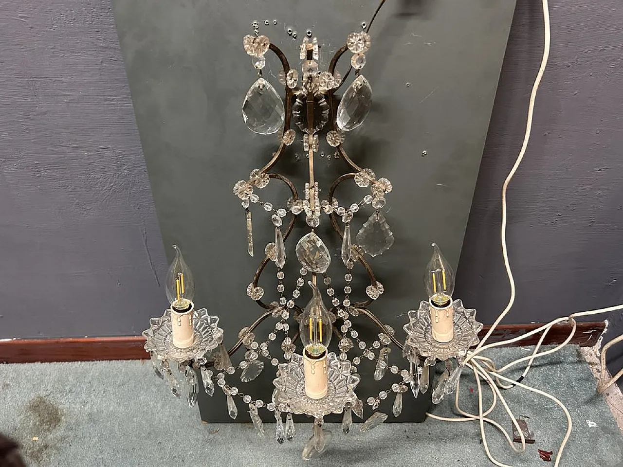 Pair of Italian Crystal Wall Sconce, 1960s 8