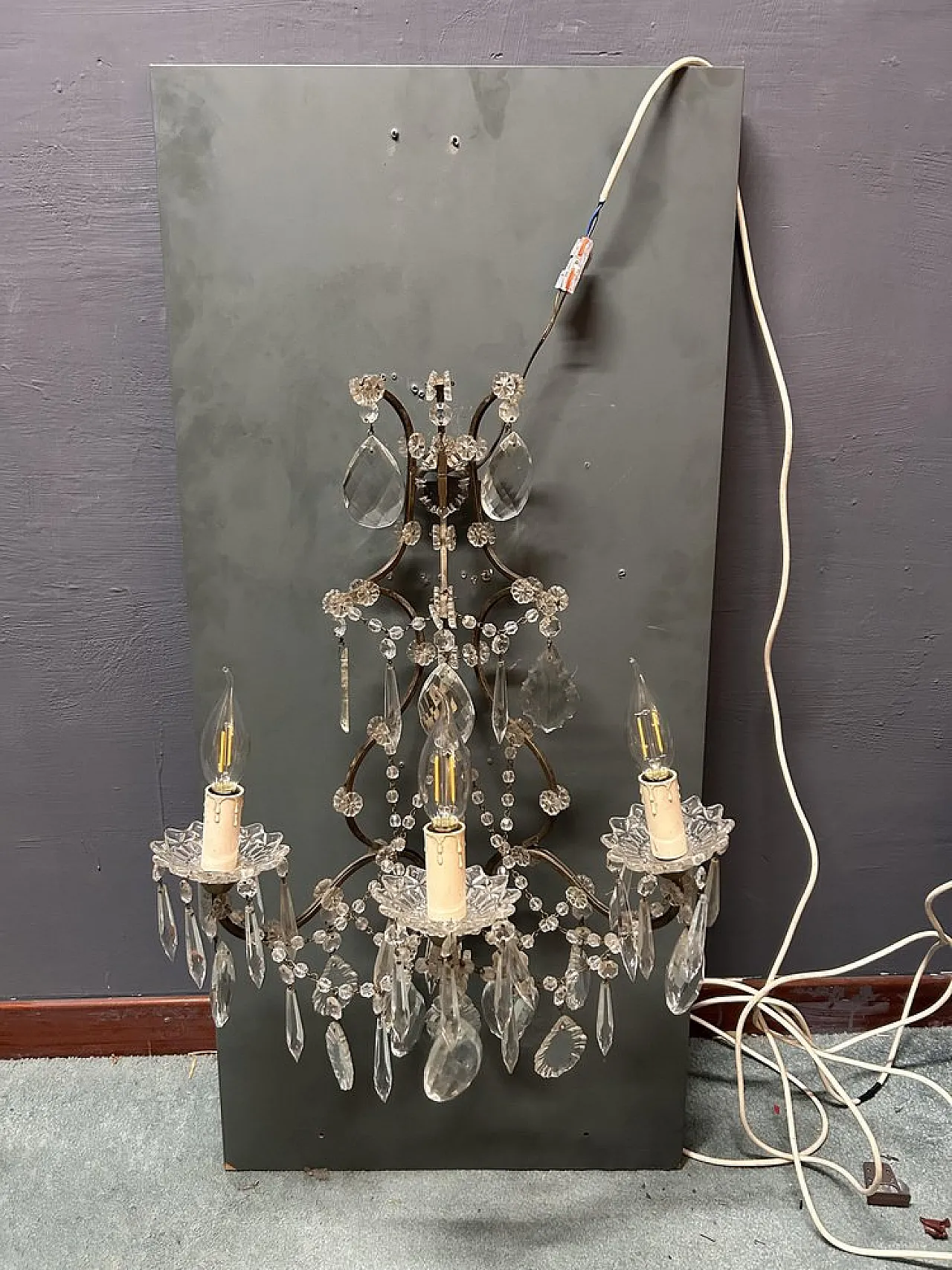 Pair of Italian Crystal Wall Sconce, 1960s 9