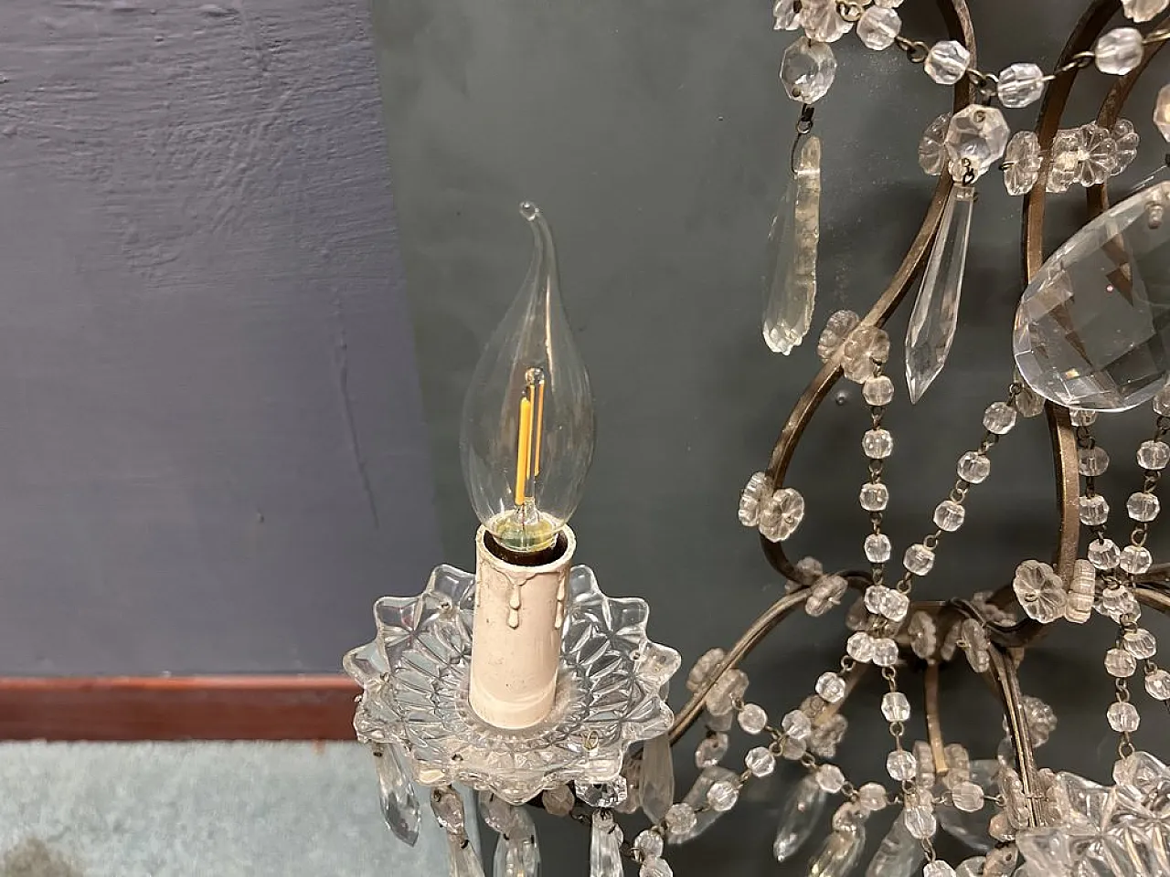 Pair of Italian Crystal Wall Sconce, 1960s 10