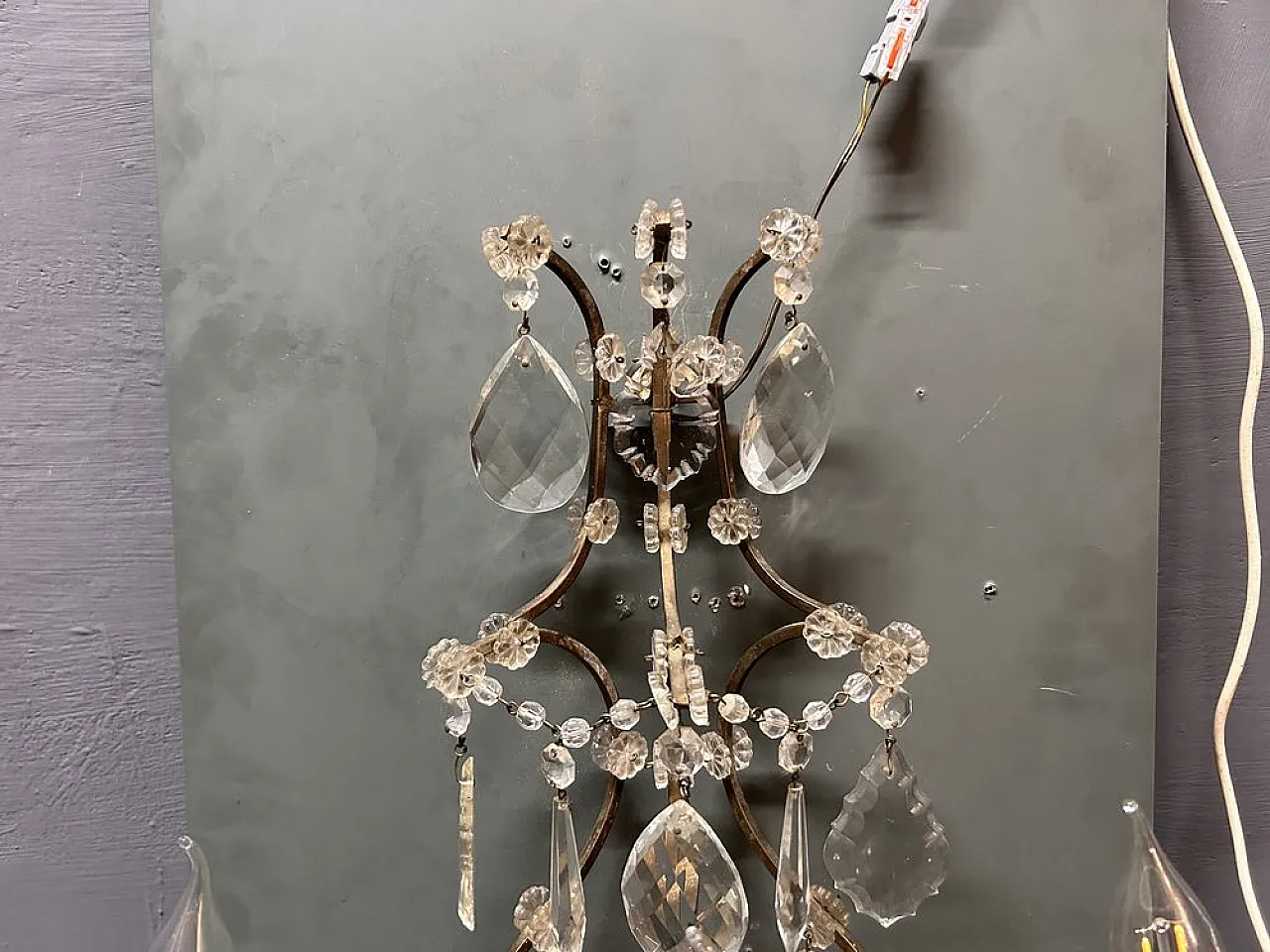 Pair of Italian Crystal Wall Sconce, 1960s 11