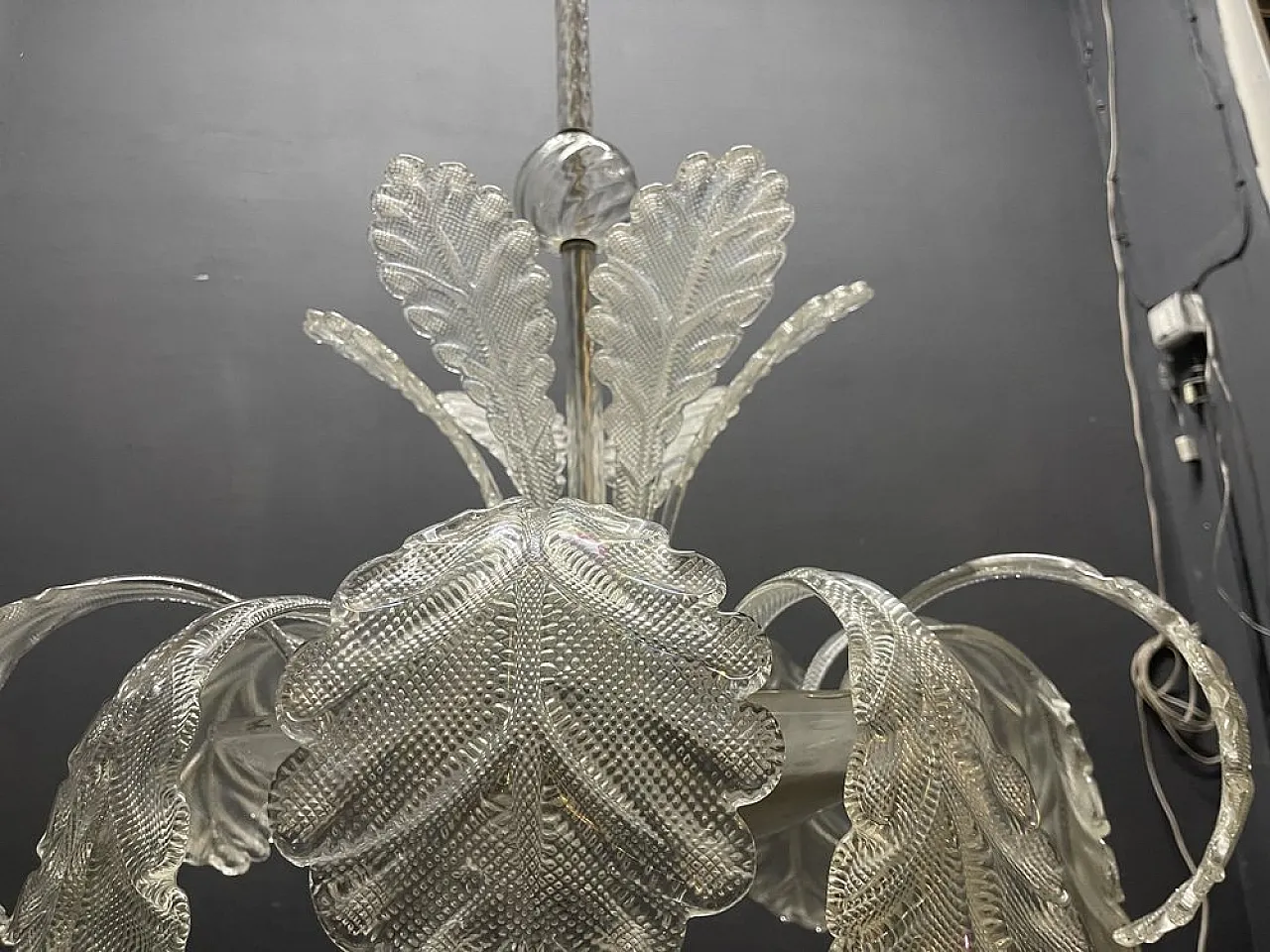 Chandelier with Murano glass leaves Barovier & Toso style, 1950s 4