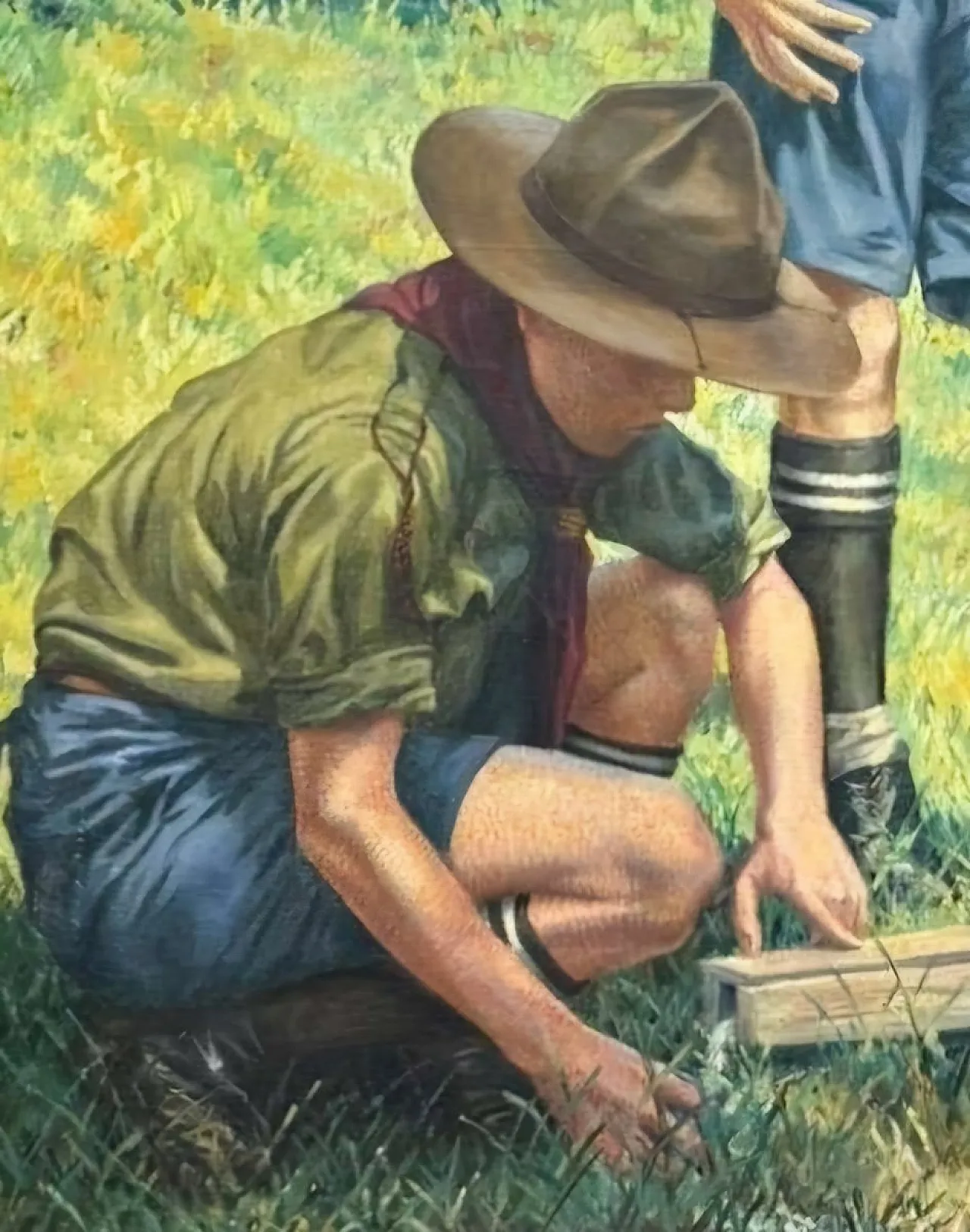 Due esploratori in un prato alpino di Alfred Waagner, primo '900 2