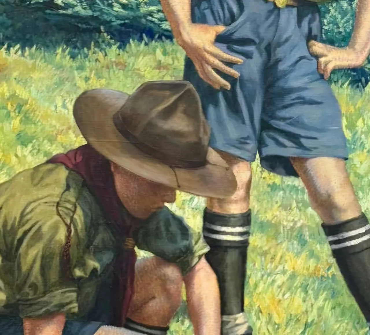 Due esploratori in un prato alpino di Alfred Waagner, primo '900 4