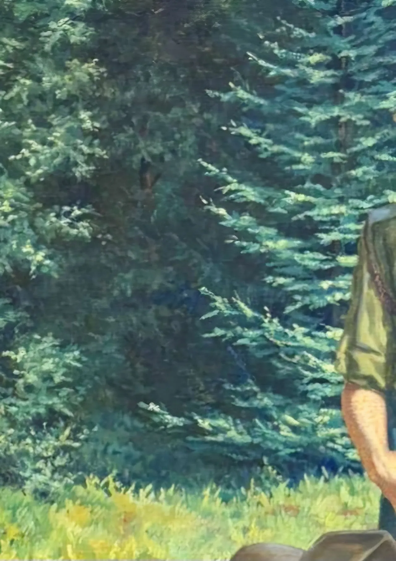 Due esploratori in un prato alpino di Alfred Waagner, primo '900 6