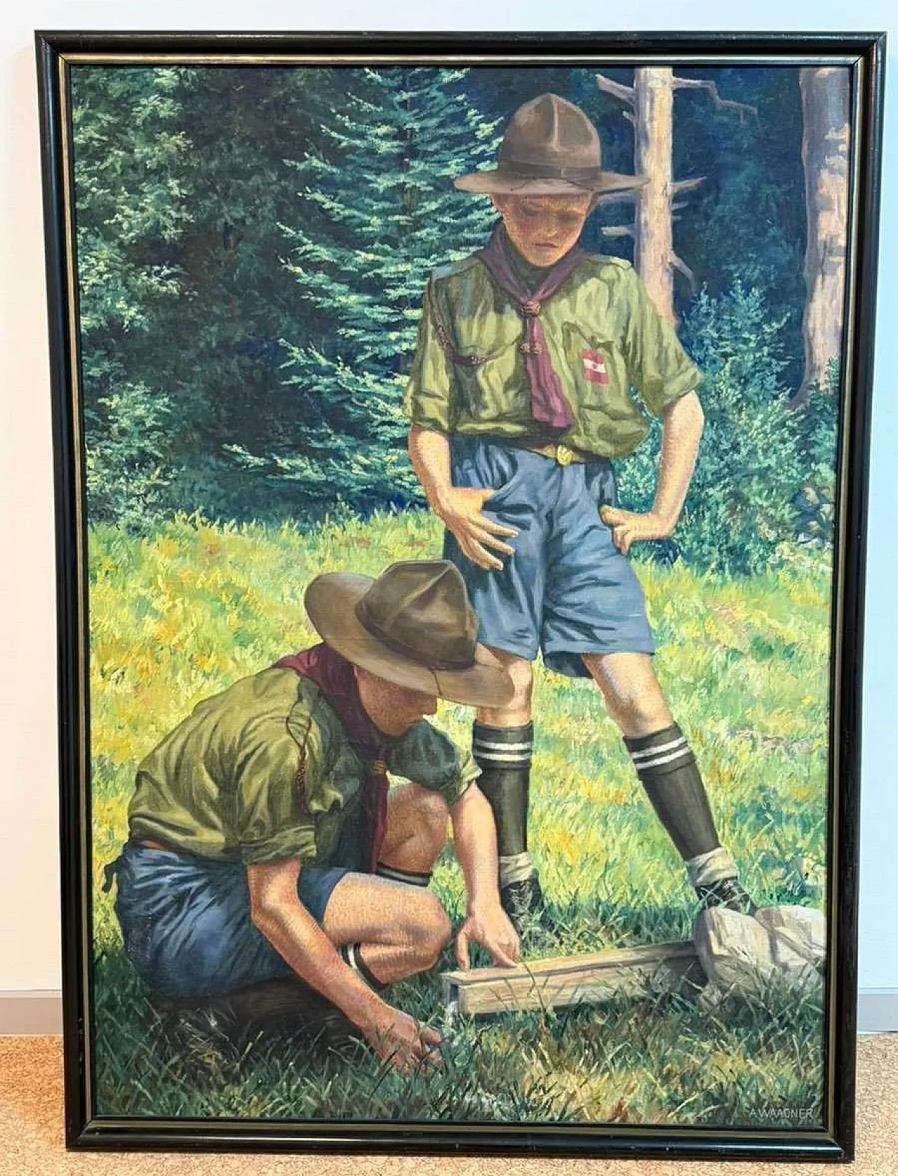 Due esploratori in un prato alpino di Alfred Waagner, primo '900 9