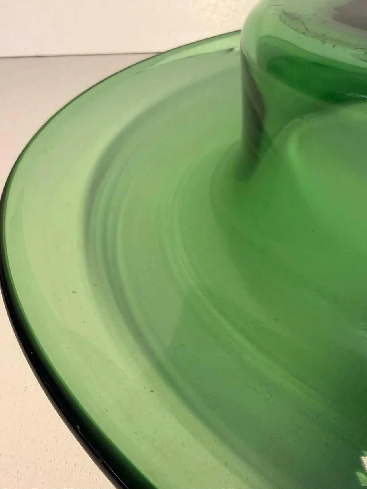 Hand-blown green glass centerpiece bowl, Empoli, Italy, 1970s 8