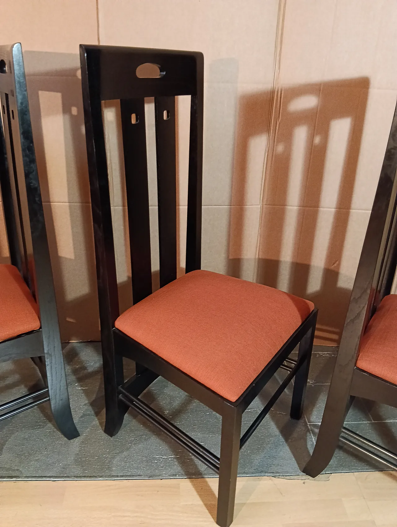 4 Sedie Ingram 834 by C.R.Mackintosh for Alivar nere in tex Ruggine 116