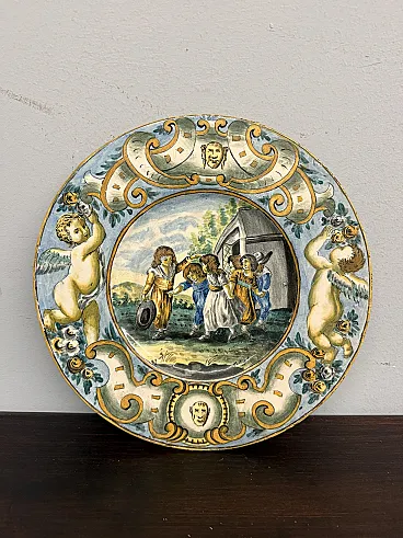 Naples majolica plate, 19th century