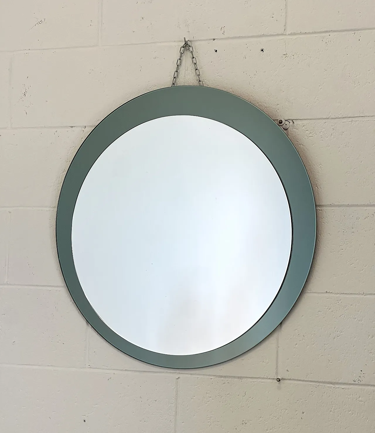 Specchio rotondo di Cristal Art, anni '70 5
