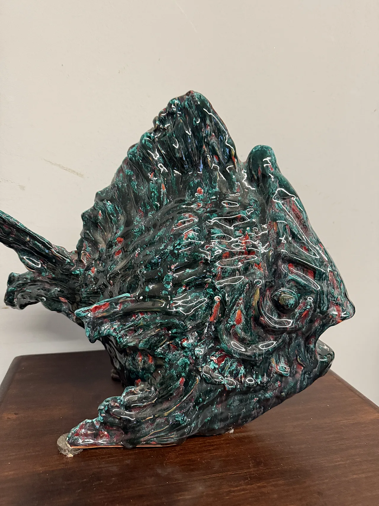 Modern majolica fish sculpture Faenza, 50s 1