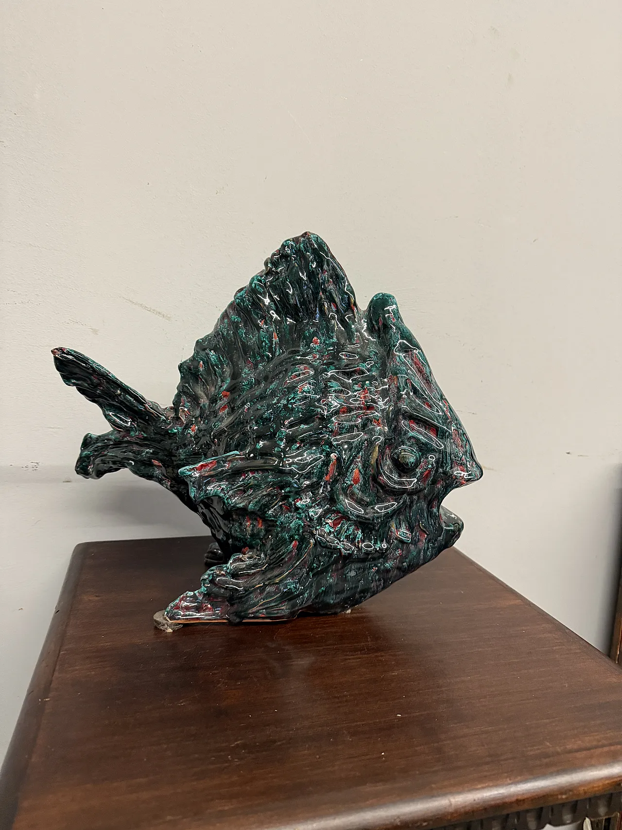 Modern majolica fish sculpture Faenza, 50s 2