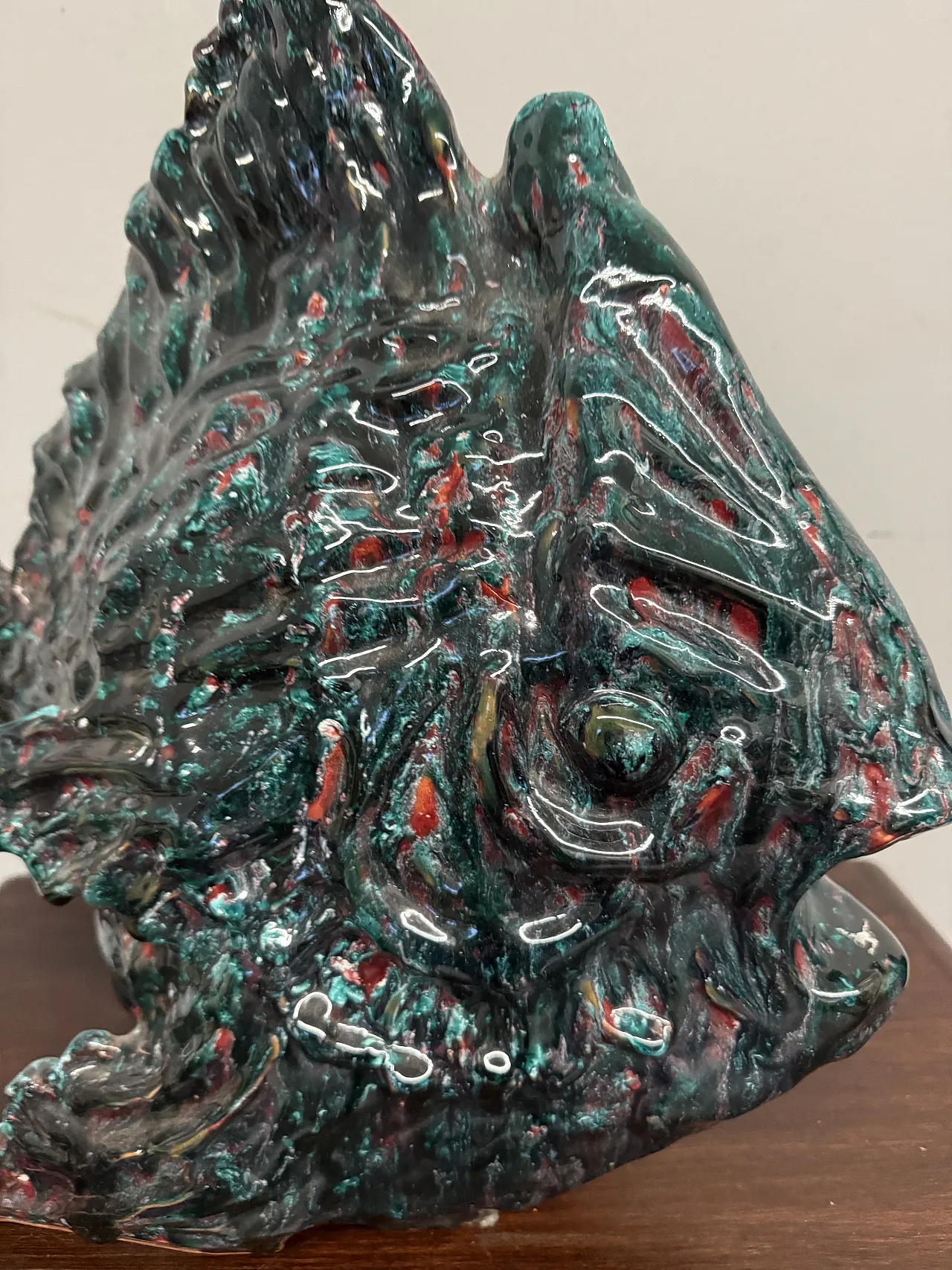 Modern majolica fish sculpture Faenza, 50s 3