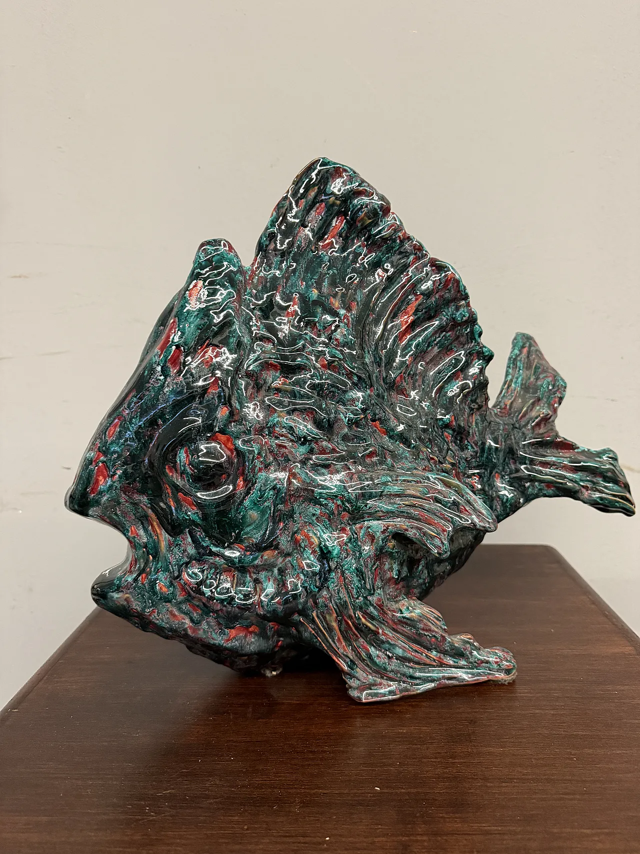 Modern majolica fish sculpture Faenza, 50s 7