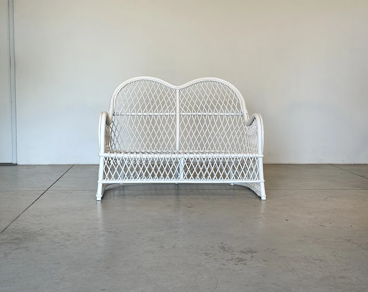 Pair of white lacquered bamboo sofas by Gervasoni, 1980s 22