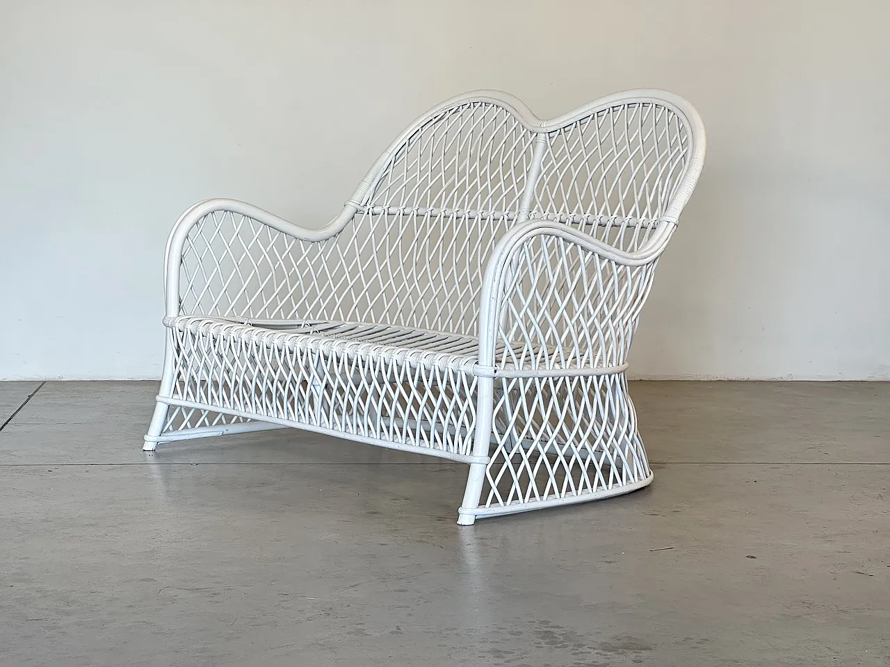 Pair of white lacquered bamboo sofas by Gervasoni, 1980s 23