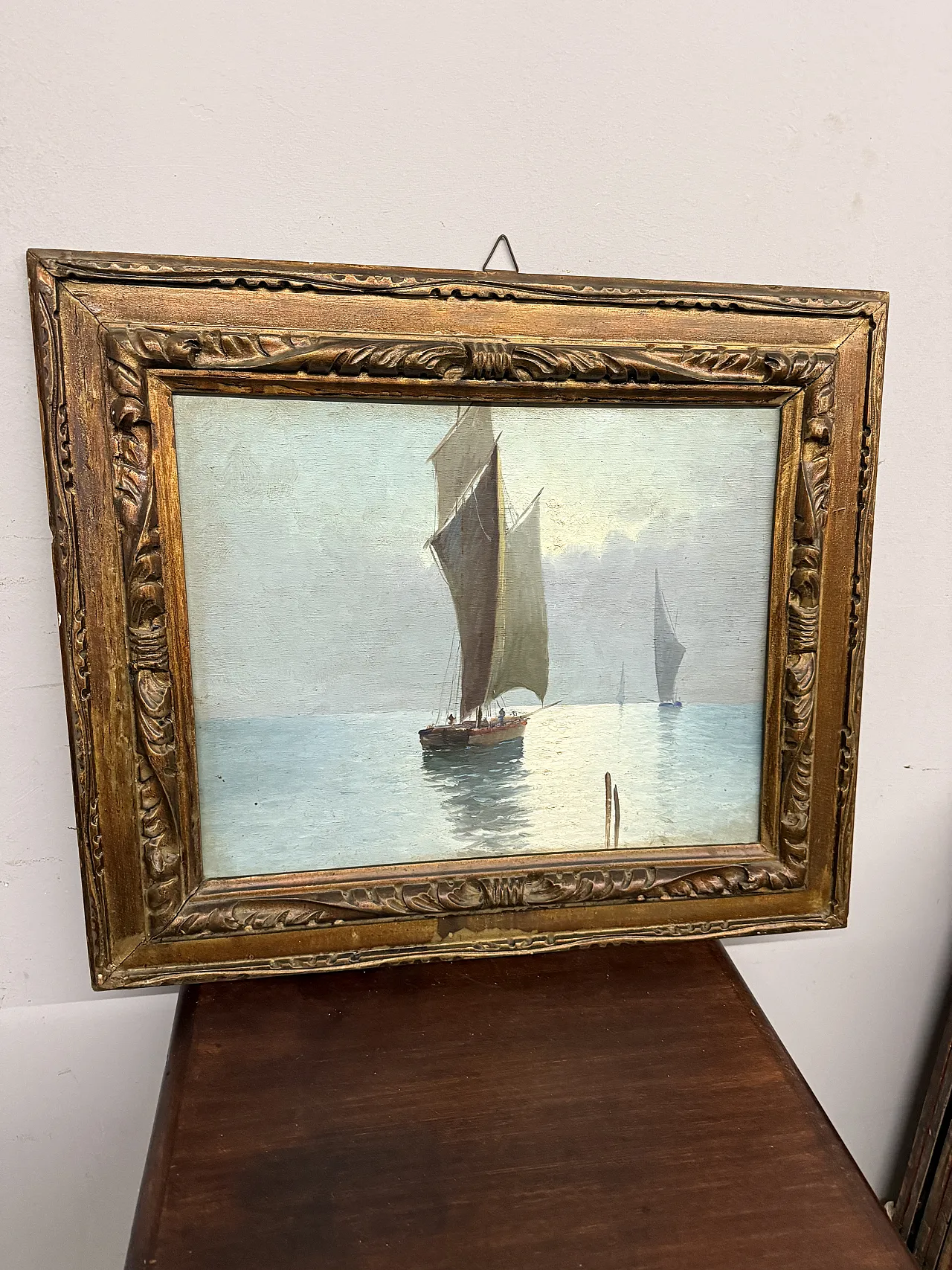 Oil painting on wood navy, 1950s 1