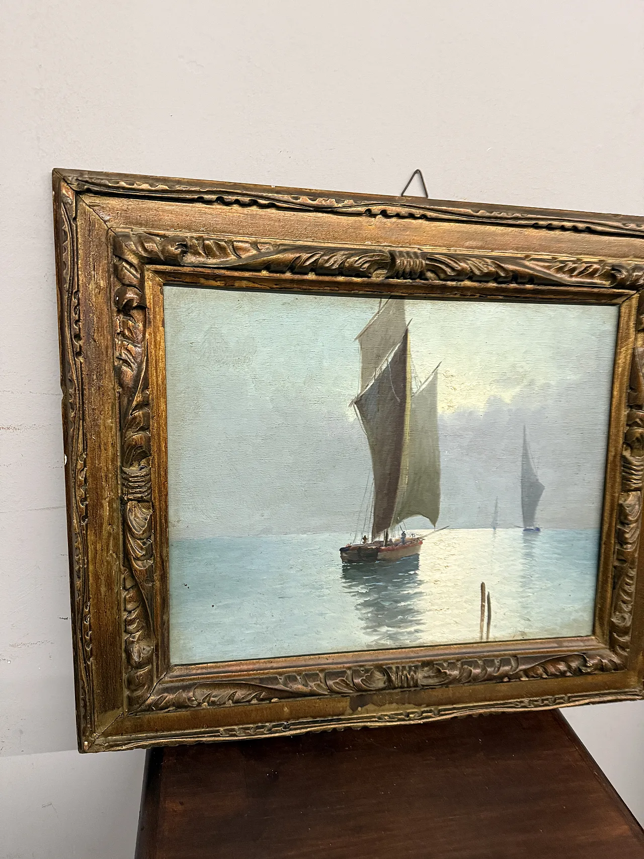Oil painting on wood navy, 1950s 2
