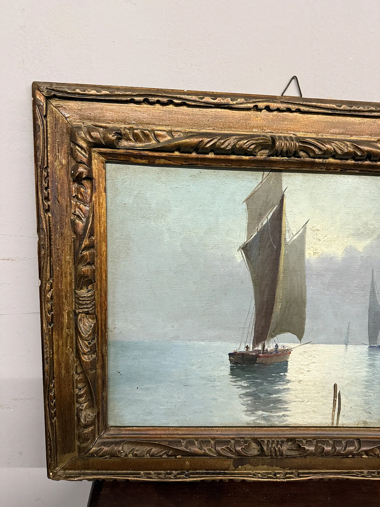 Oil painting on wood navy, 1950s 3