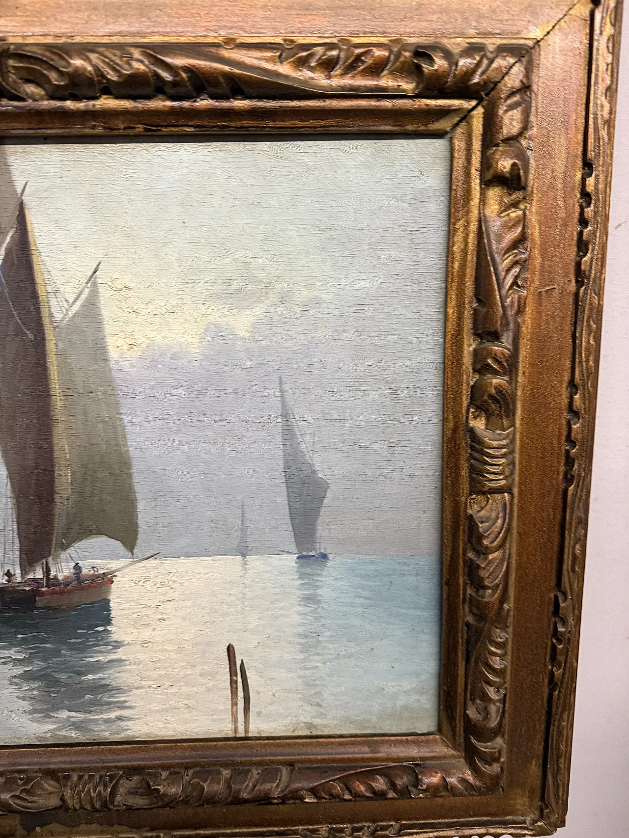 Oil painting on wood navy, 1950s 5