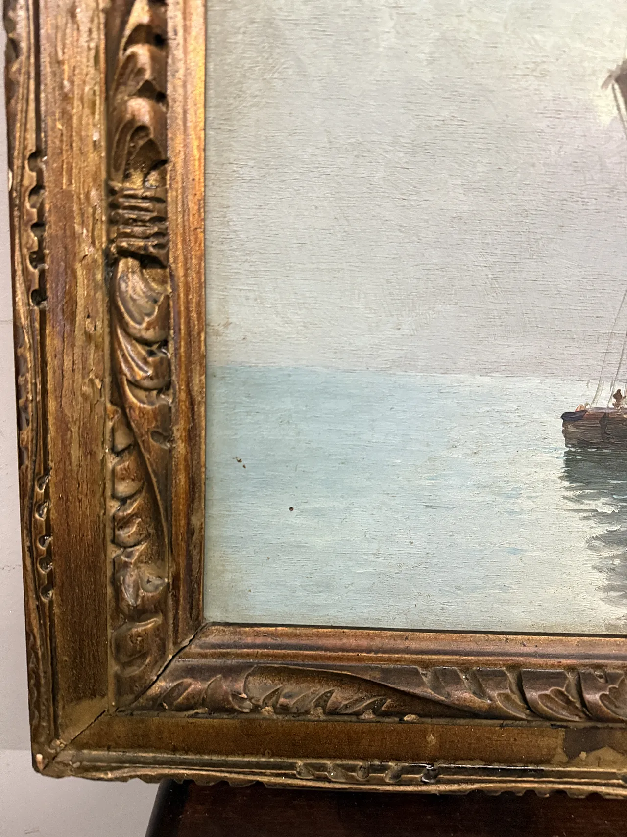 Oil painting on wood navy, 1950s 10