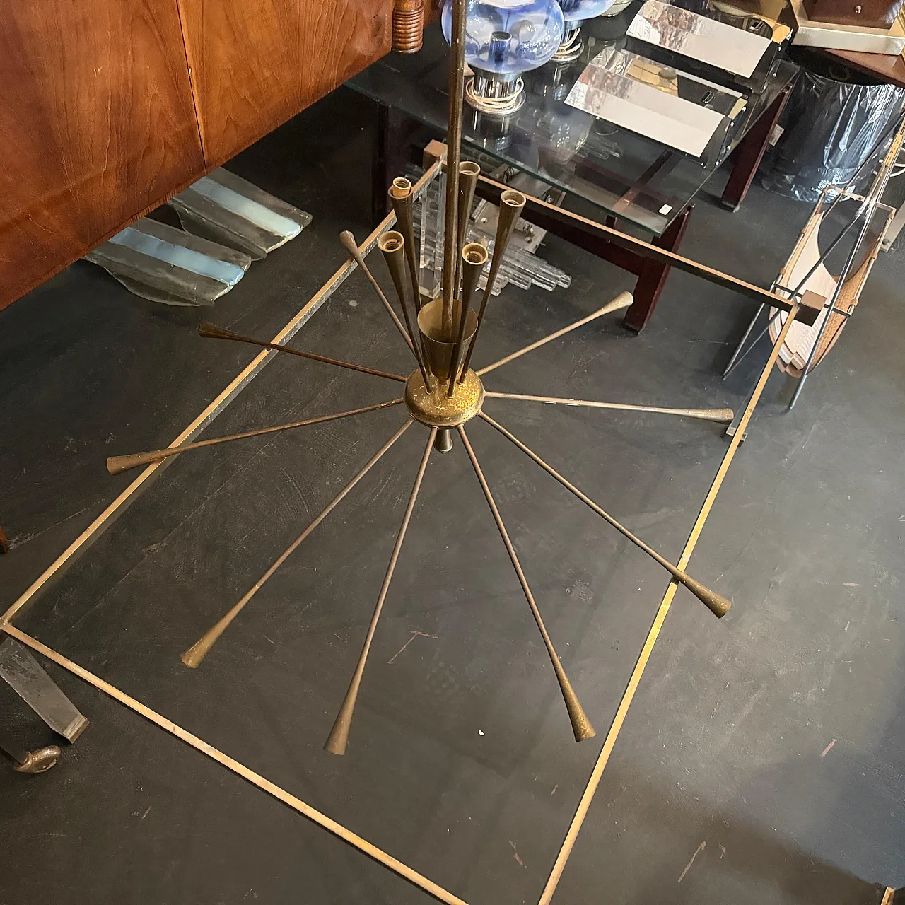 Huge Sputnik chandelier by Oscar Torlasco for Lumi, 1950s 9