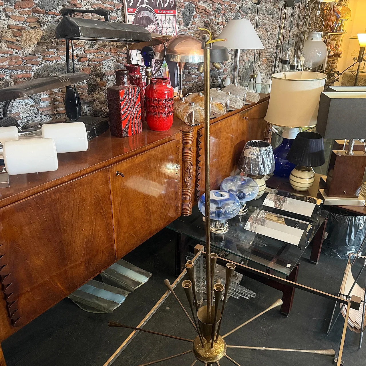 Huge Sputnik chandelier by Oscar Torlasco for Lumi, 1950s 11