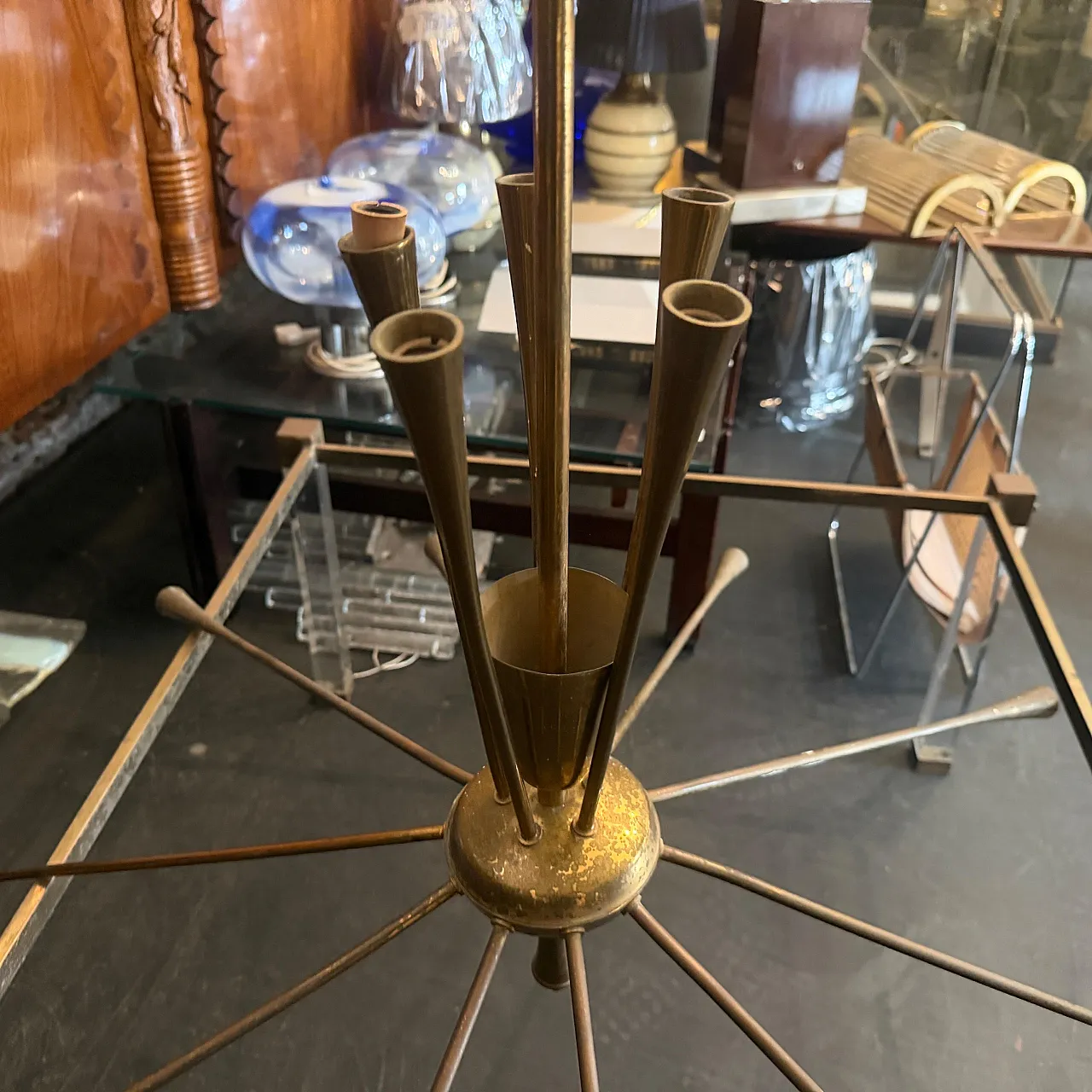 Huge Sputnik chandelier by Oscar Torlasco for Lumi, 1950s 17