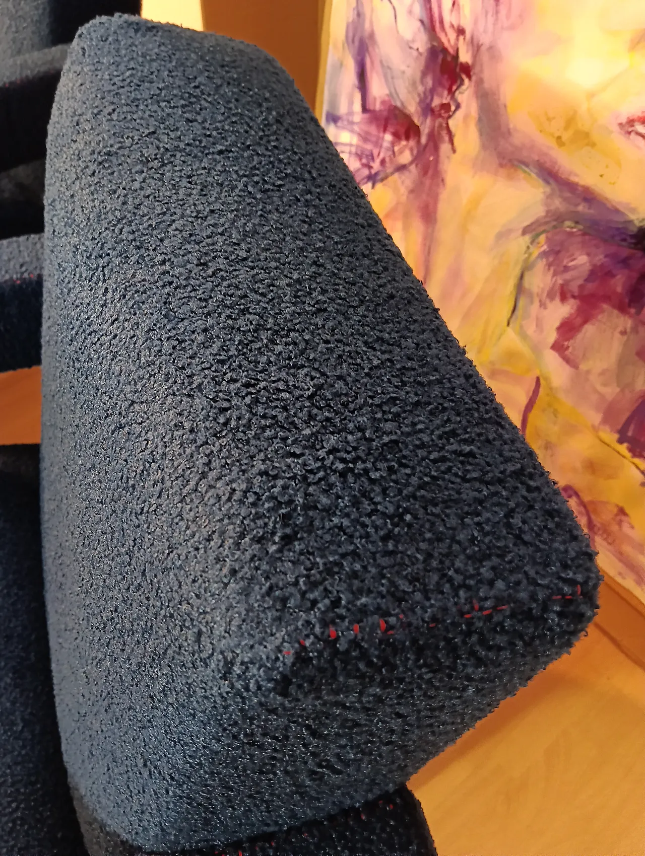 Coppia di Utrecht 637 Cassina in bouclé blu cuciture in rosso, 2000 35