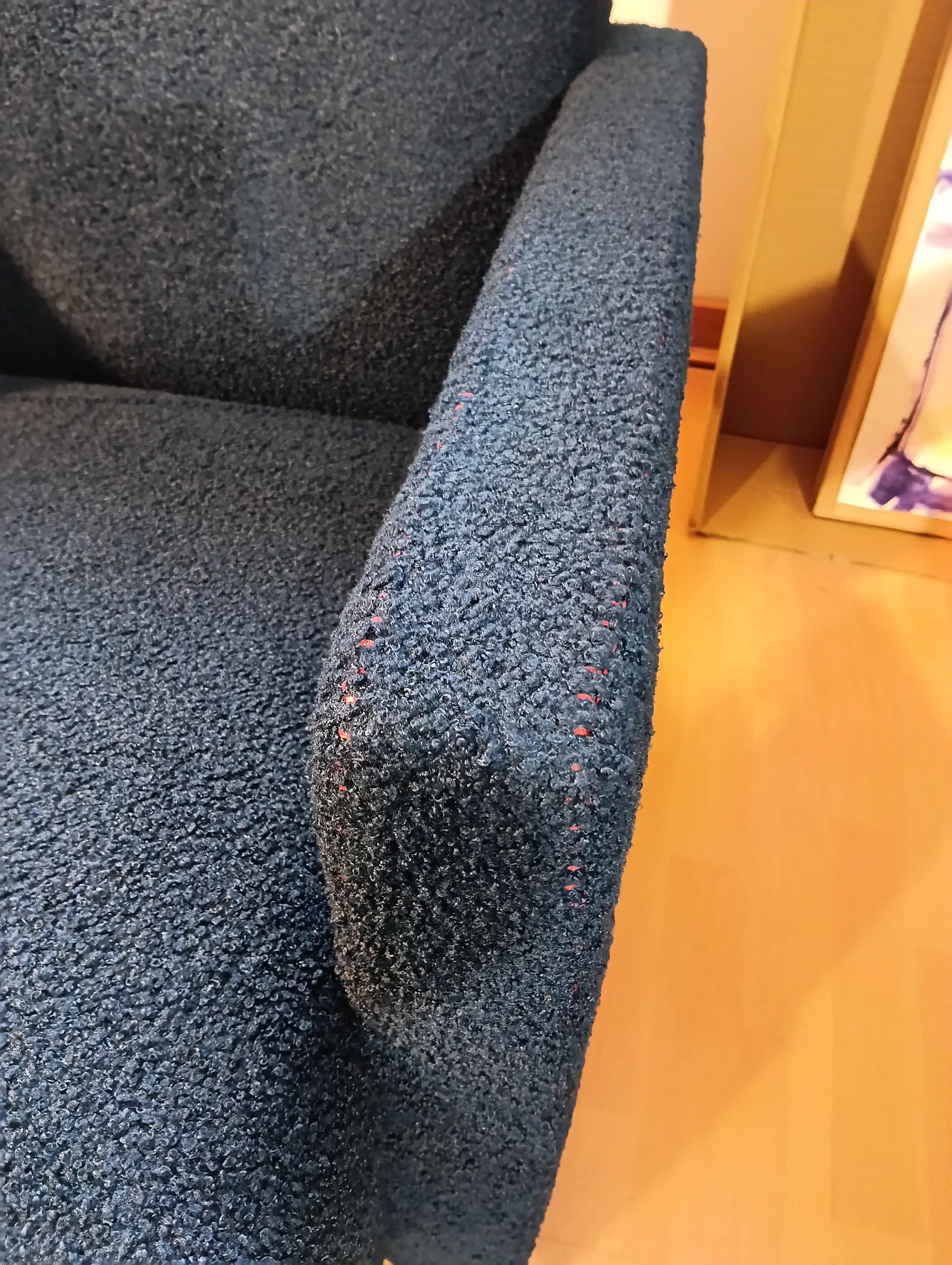 Coppia di Utrecht 637 Cassina in bouclé blu cuciture in rosso, 2000 42