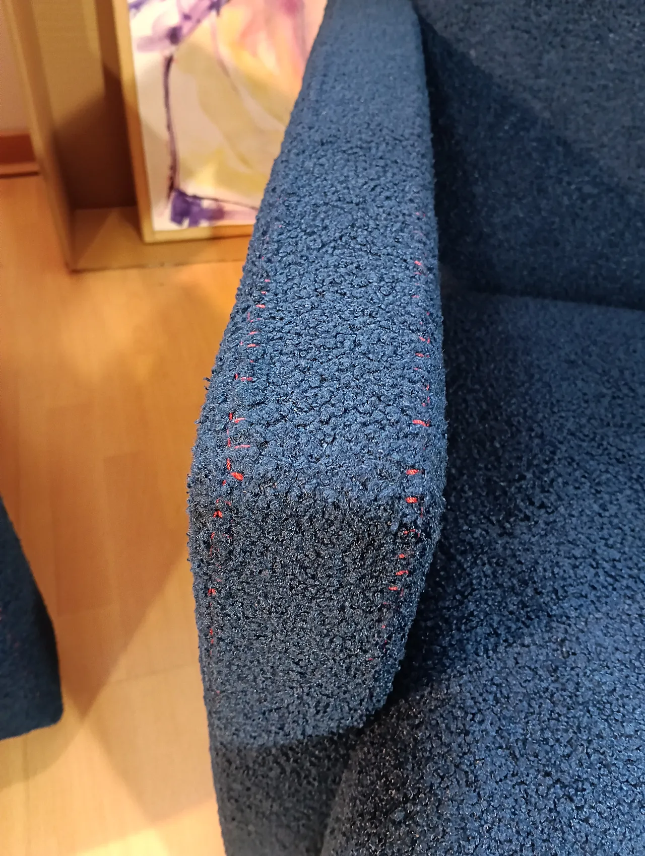 Coppia di Utrecht 637 Cassina in bouclé blu cuciture in rosso, 2000 43