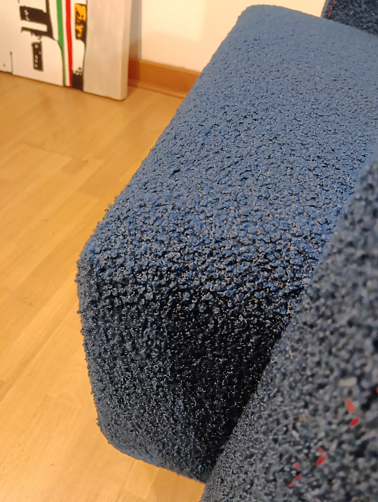 Coppia di Utrecht 637 Cassina in bouclé blu cuciture in rosso, 2000 64