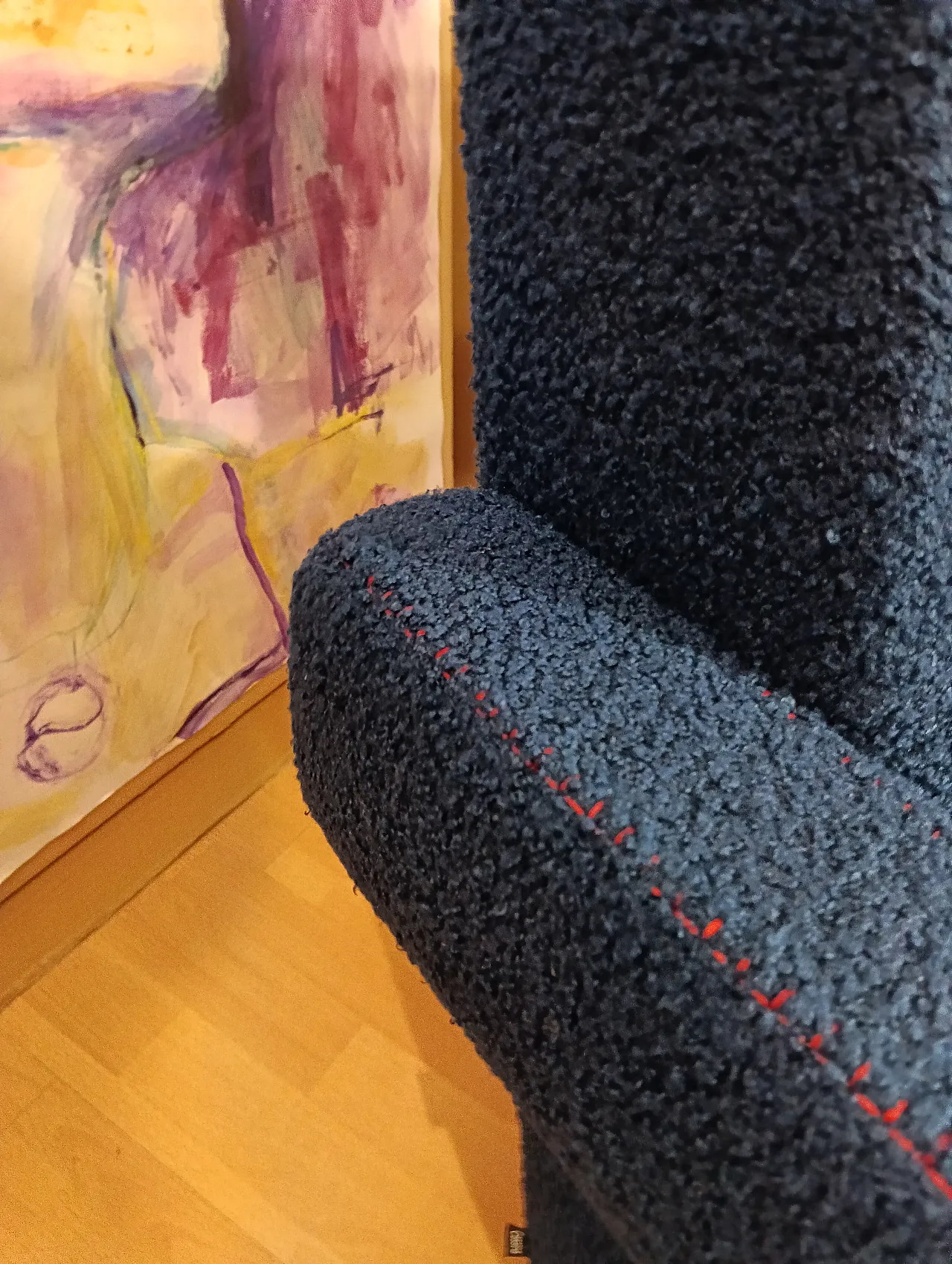 Coppia di Utrecht 637 Cassina in bouclé blu cuciture in rosso, 2000 70