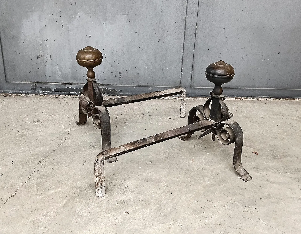 Coppia Alari da camino, fine '800 4