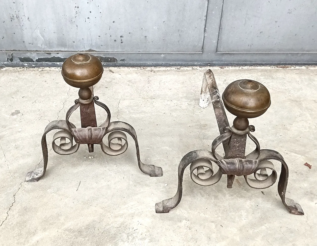 Coppia Alari da camino, fine '800 5