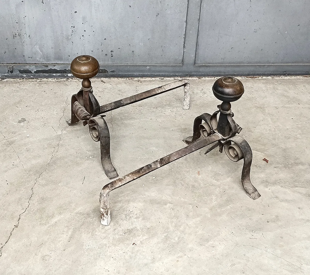 Coppia Alari da camino, fine '800 6