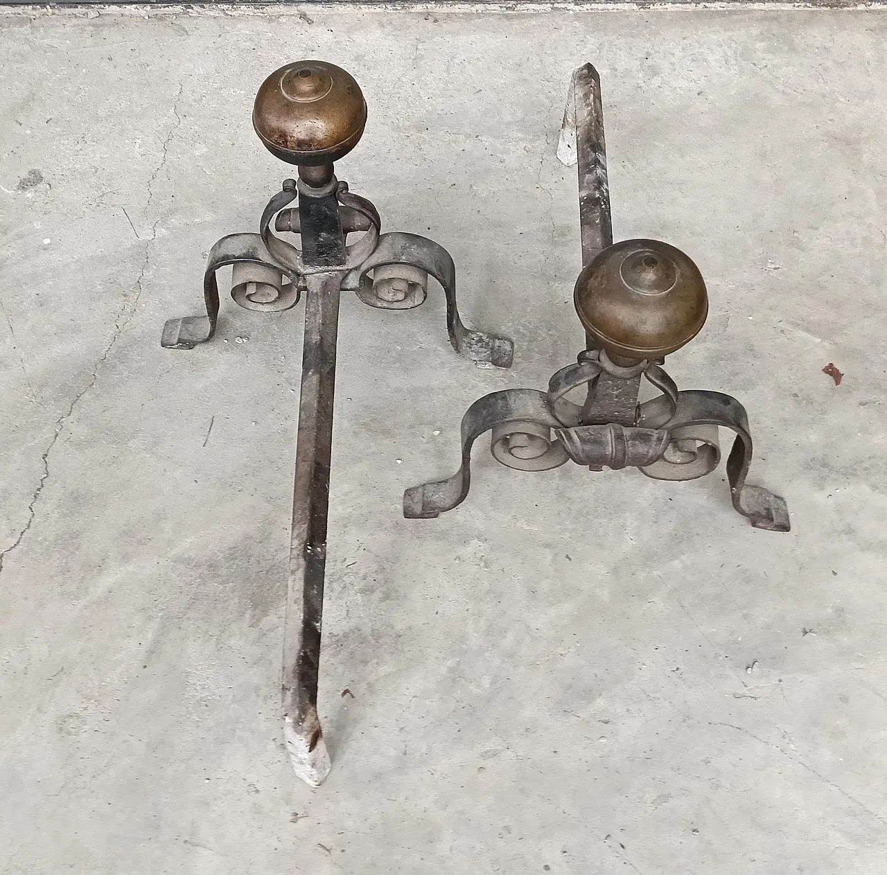 Coppia Alari da camino, fine '800 7