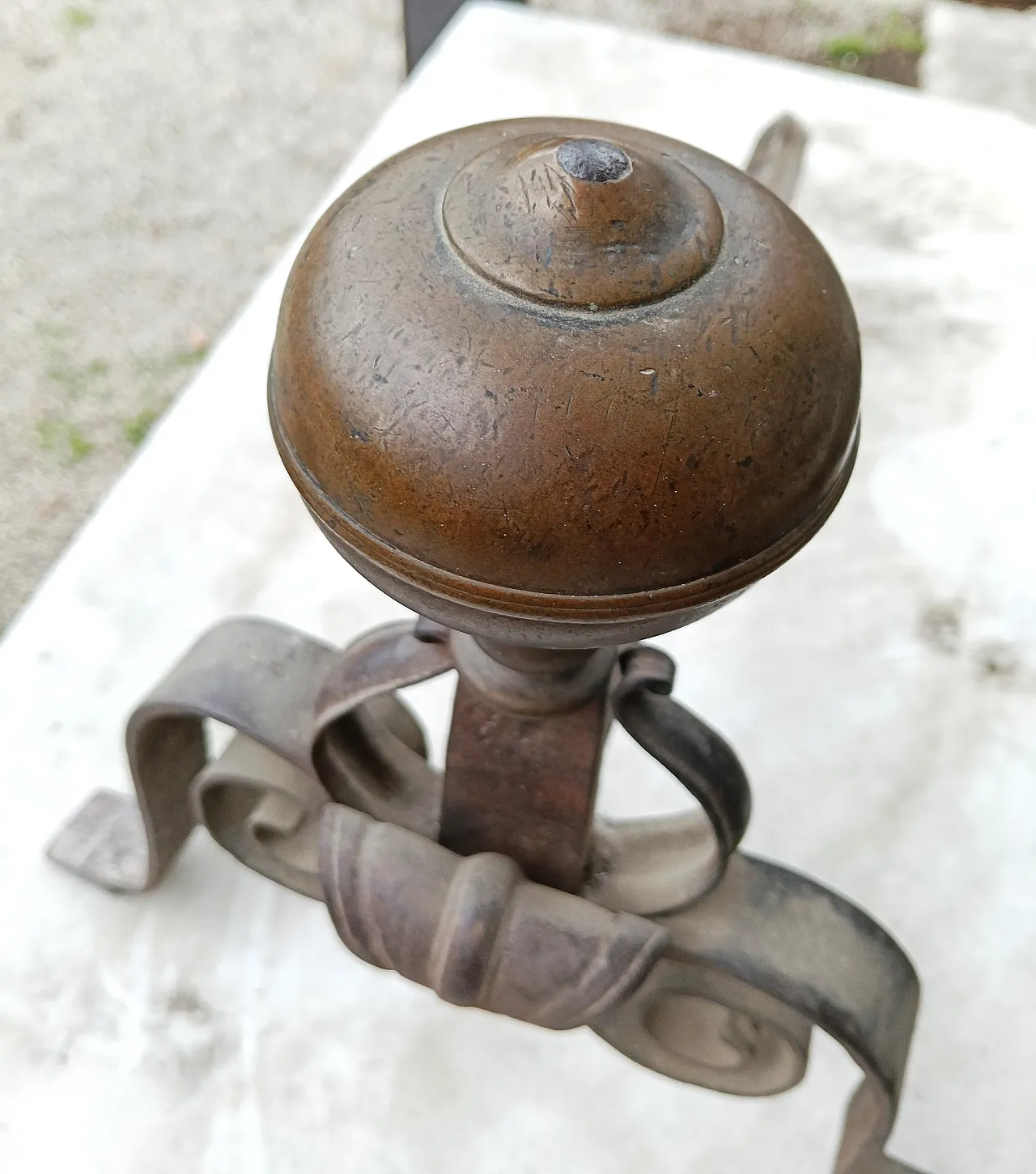 Coppia Alari da camino, fine '800 8