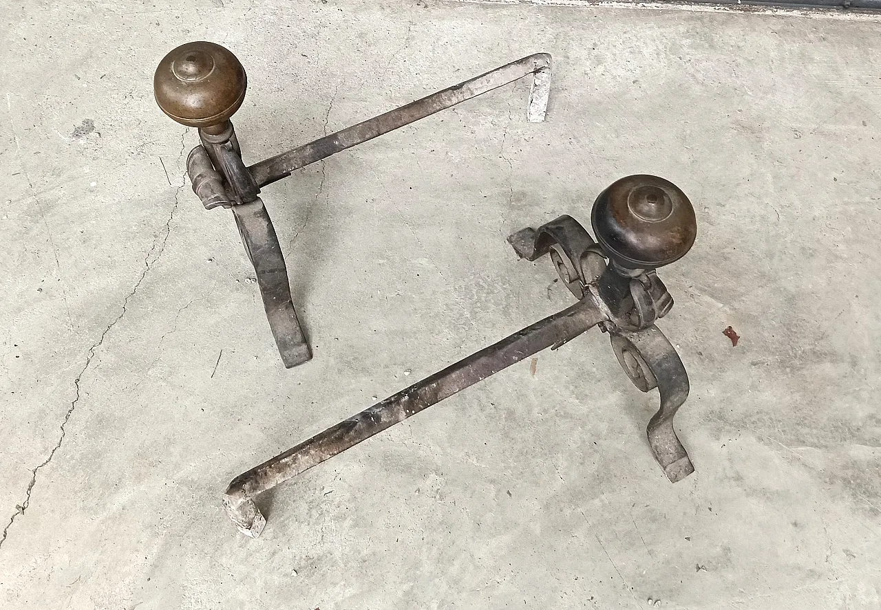 Coppia Alari da camino, fine '800 9