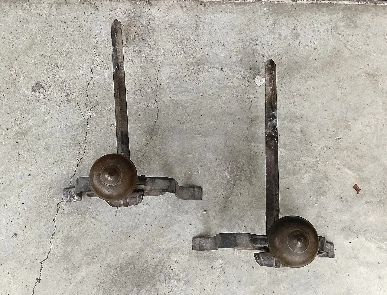 Coppia Alari da camino, fine '800 11