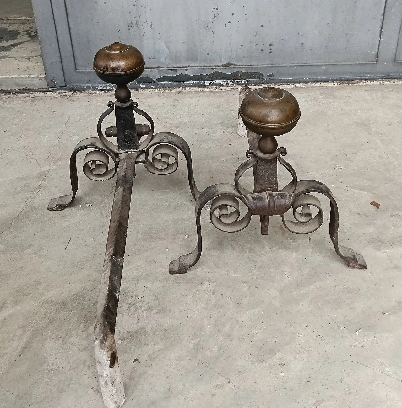 Coppia Alari da camino, fine '800 14