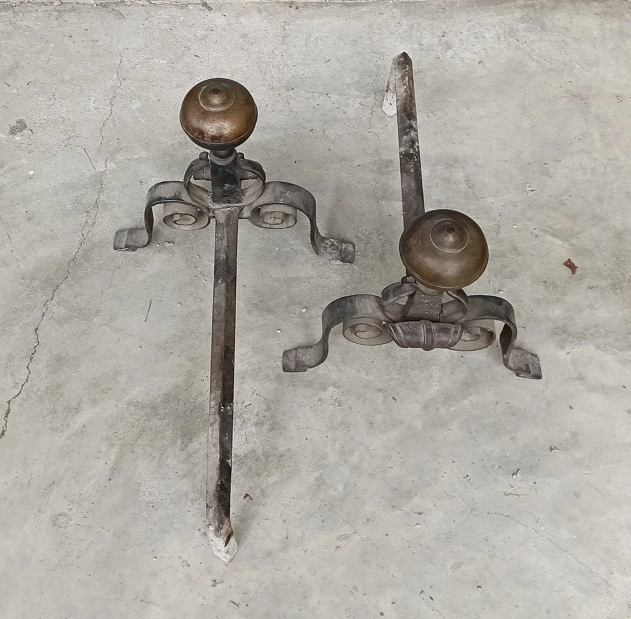 Coppia Alari da camino, fine '800 15