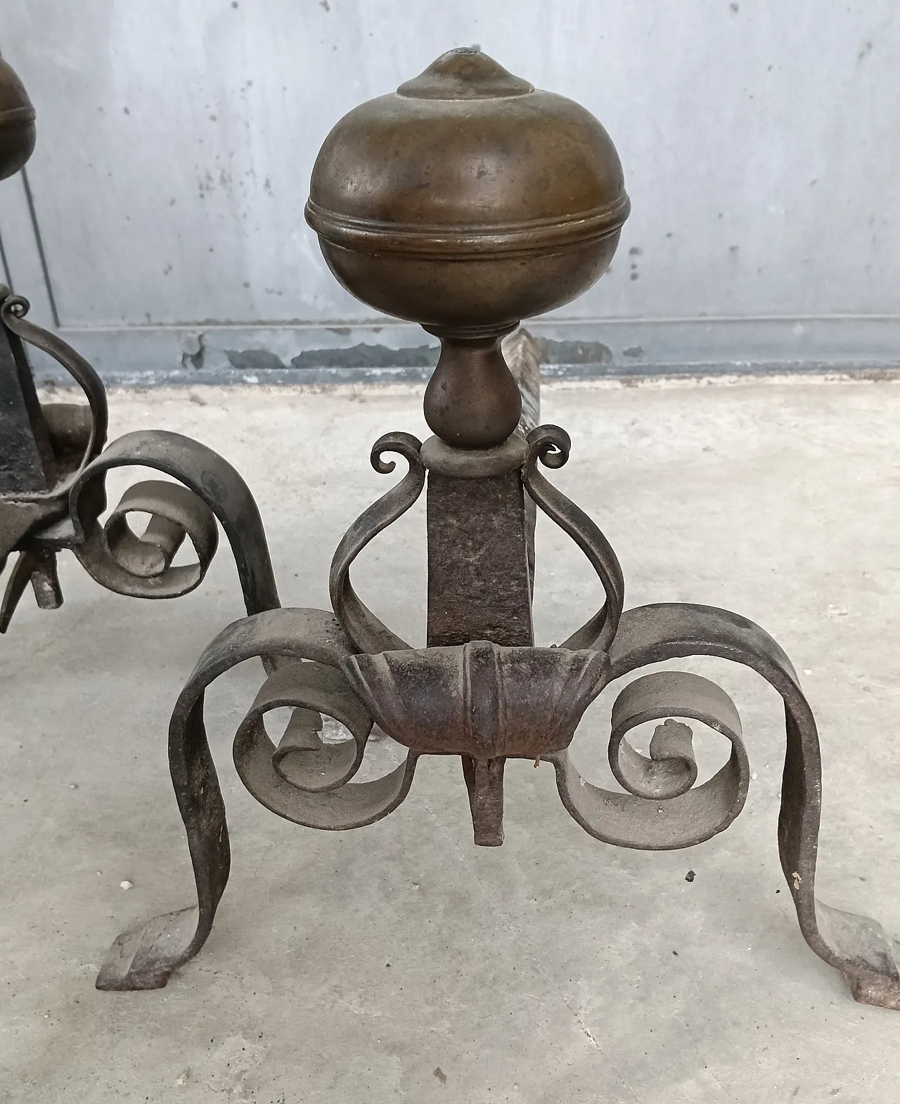 Coppia Alari da camino, fine '800 16