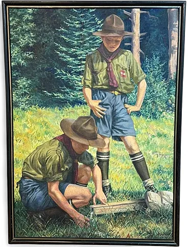 Two Scouts in an Alpine Meadow by Alfred Waagner, early 20th century