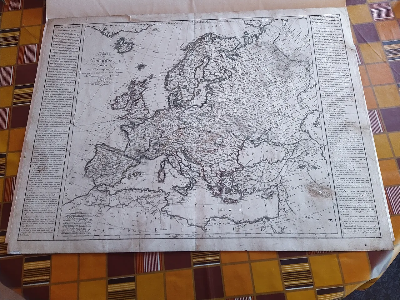 Mappa antica Europa, incisa da Herisson a Parigi, 1828 1
