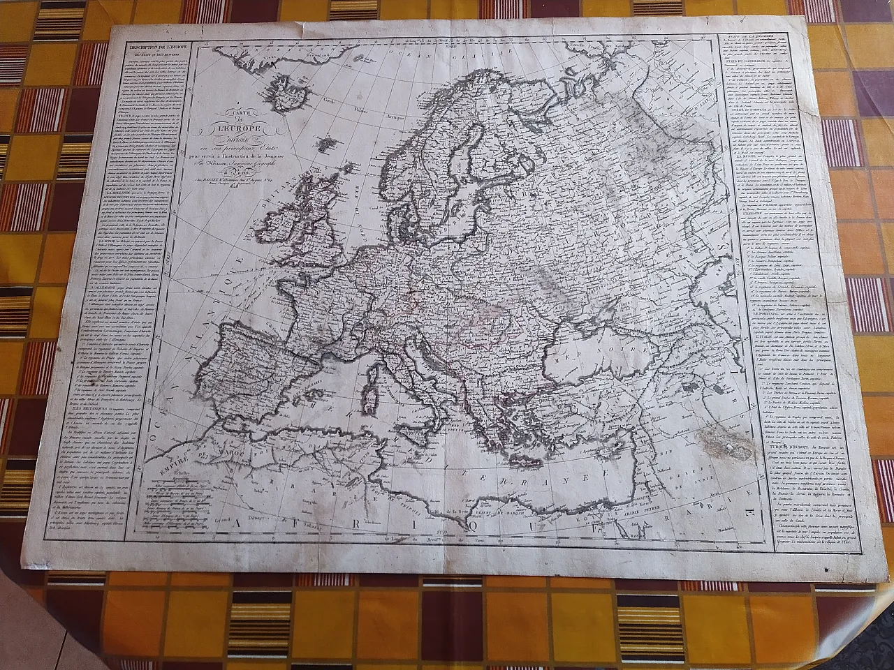 Mappa antica Europa, incisa da Herisson a Parigi, 1828 3