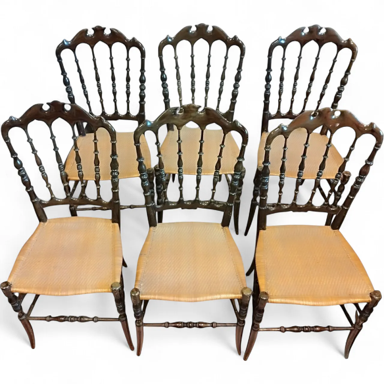 6 sedie Chiavarine in legno di ciliegio, anni '20 23