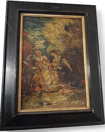 Three Elegant Ladies in a Park by Adolphe Montice, '800